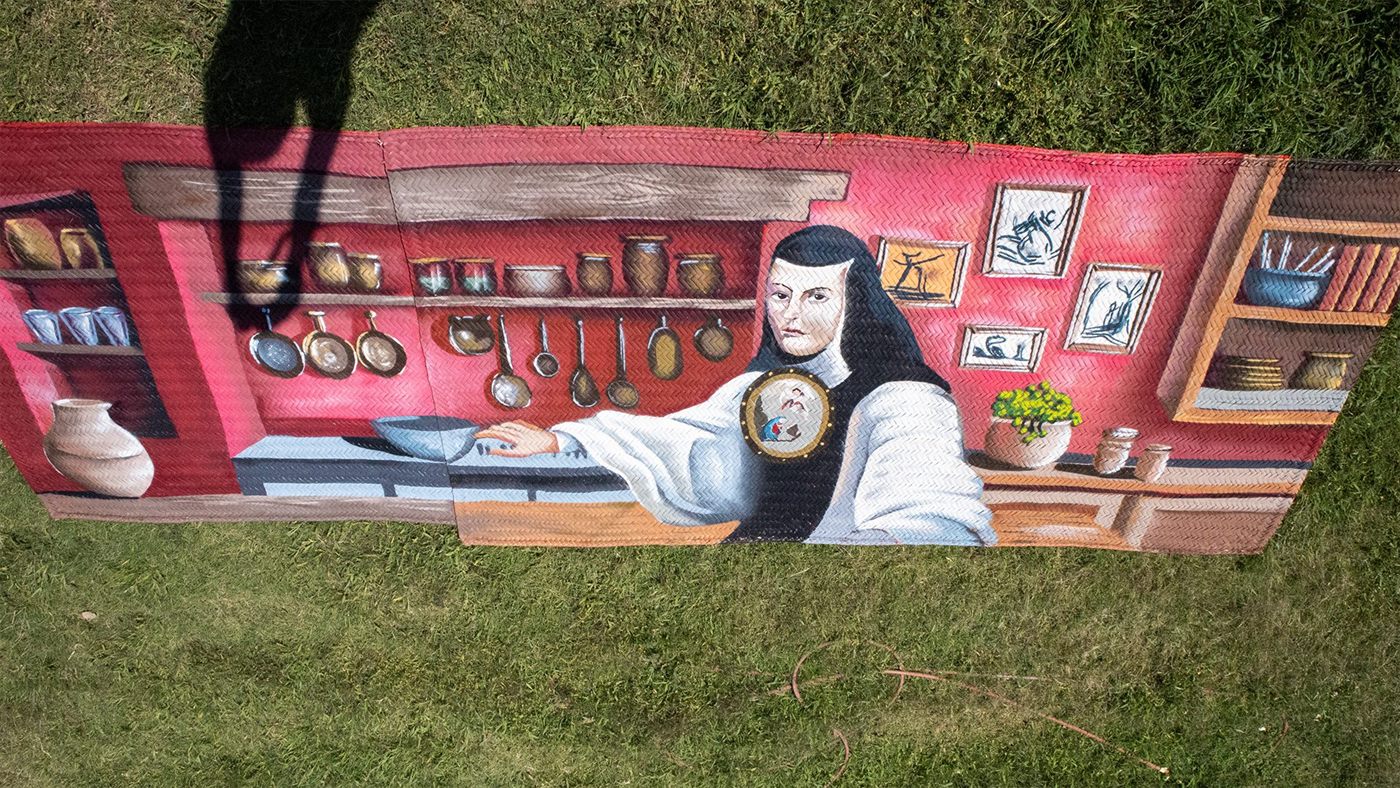 Detalle 1 del proyecto Sor Juana sobre petate